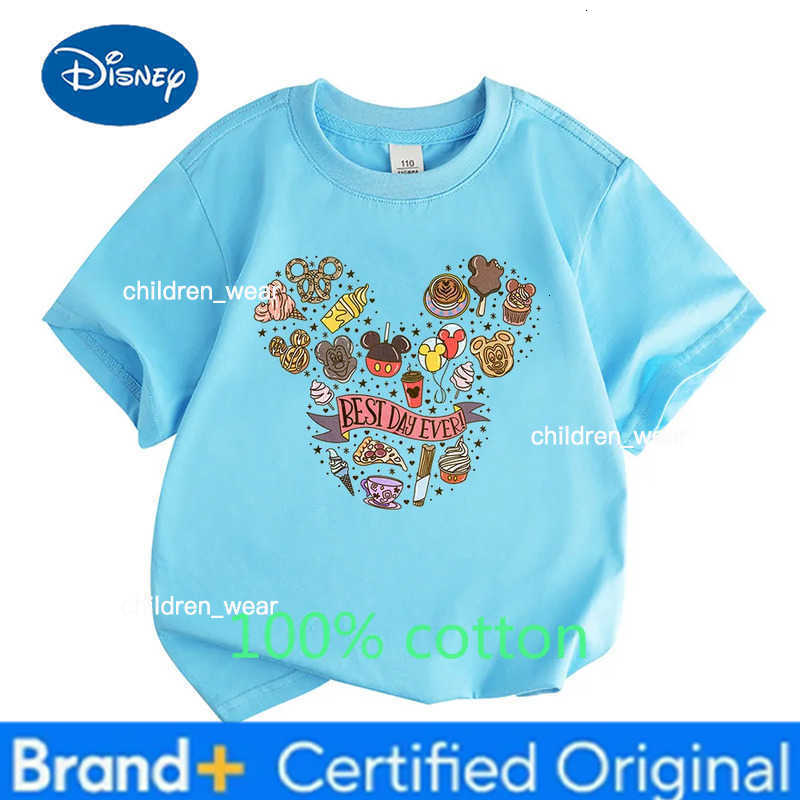 Disney Snack Mickey Head Family Set T-shirt 100 Cotton Best Day Printed Childrens and Adult Short Sleeves H260304
