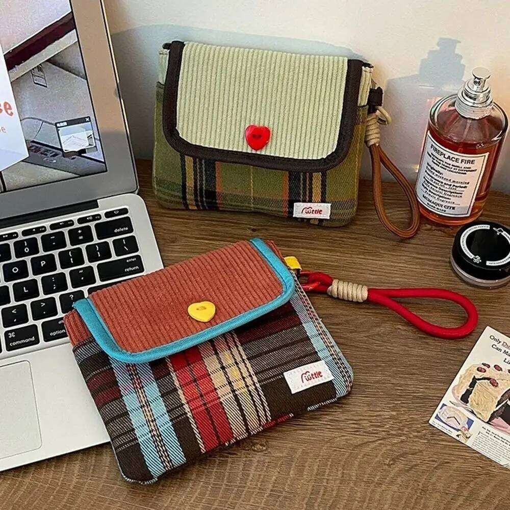 Portable Data Cables Organizer Sanitary Pads Multipurpose Large Capacity Cosmetic Bag Contrast Color Coin Purse Women Girls C260304