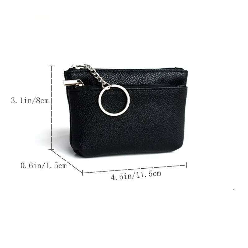 Mini PU Leather Coin Purse, Multifunctional Zipper Keychain Wallet, Fashion Card Holder for Women C260304