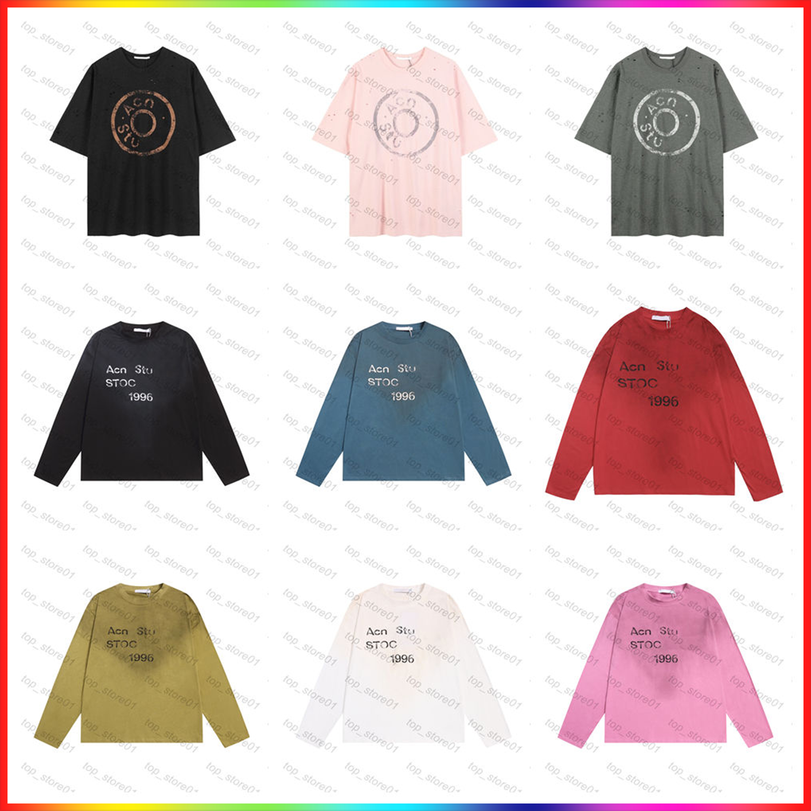 5A designer clothes fashion mens clothing acnea shirt summer 1996 graphic tee women oversize casual acnea hoodie Washed retro long breathable sleeve sweatshirt