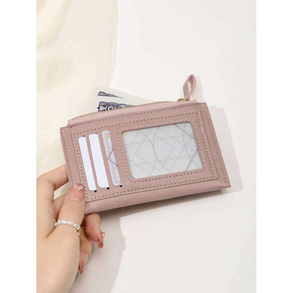 Fashionable ultra-thin women's bag simple mini compact PU leather credit card portable short multi slot zero wallet C260304