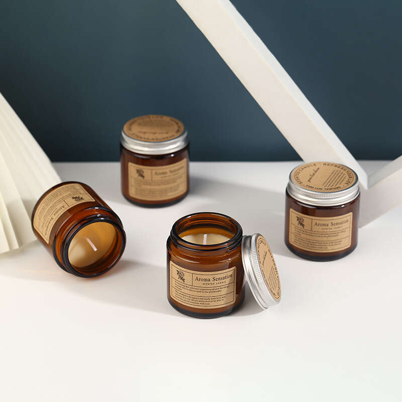 Brown Vintage Scented Home Handmade Smokeless Cup Wax Gift Box Cross-Border Essential Oil Fragrance Candle Wholesale W260304