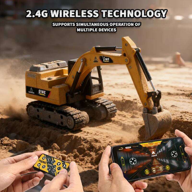New 1/64 Desktop Control Engineering Vehicle Series 2.4g Rc Decompression Toy Boy Excavator Mini Remote Z260303