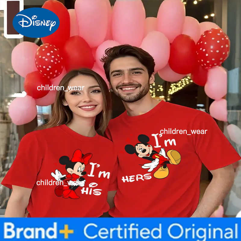Disney Im His/Im Hers Print Mickey Mouse Minnie Pattern Streetwear Short Sleeve Men Women Casual Classic Character Couple T-shirts H260304