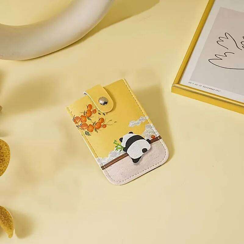 A slim portable credit wallet with RFID shielding, multiple card slots, cute panda design, compact and lightweight C260304