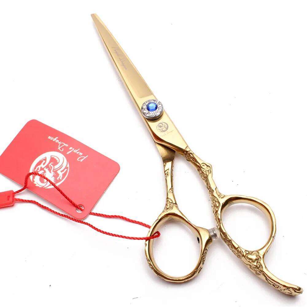 9002# 5.5" 16cm 440C Purple Dragon Gold Haircut Cutting Shears Thinning Professional Hair Scissors Plum Handle H260303