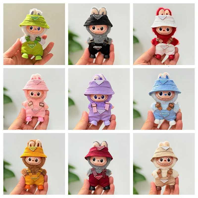 10cm Labubu V4 Overalls & Hat Set, 8-Color Mini Doll Outfits for DIY Christmas Gifts & AccessoriesT260304