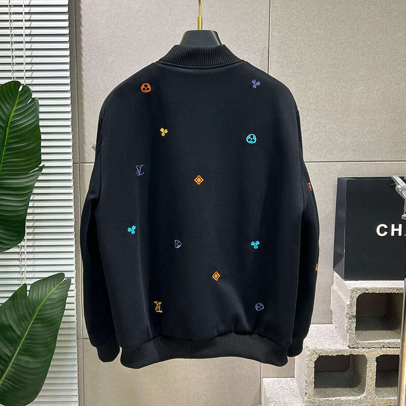 Heavy Embroidery Spring New Turquoise Button Trendy Loose Versatile Baseball Jacket For Men
