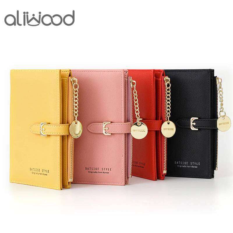 aliwood Brand Women's Wallet Clutch Trendy Simple Short Zipper Purse Chain Belt Buckle Female Wallets Card Holder Cartera Mujer C260304