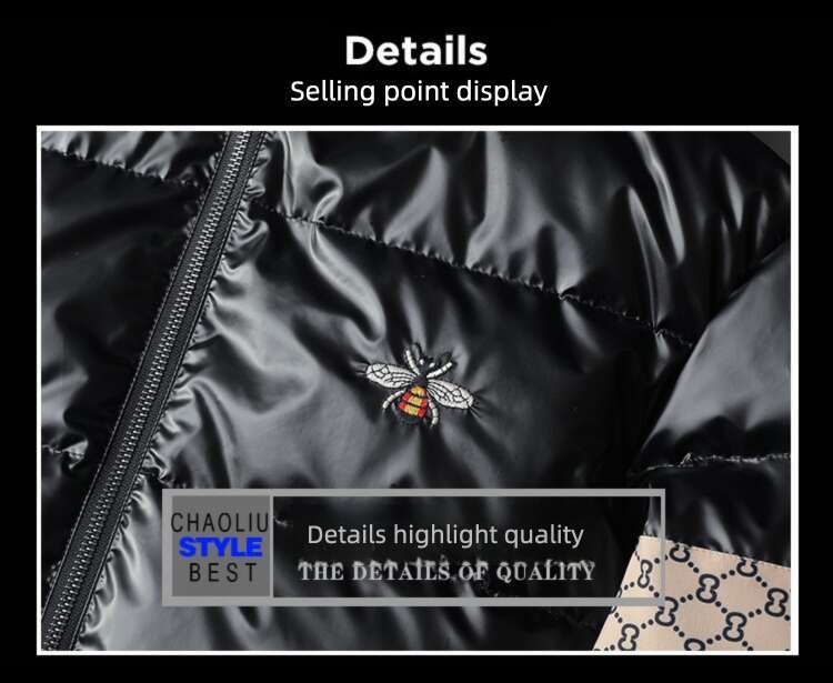American European Station Men's Down New Trendy Brand Hooded Plus Size Warm Casual Winter Thickened Coat Cold-Proof Jacket Luanyun