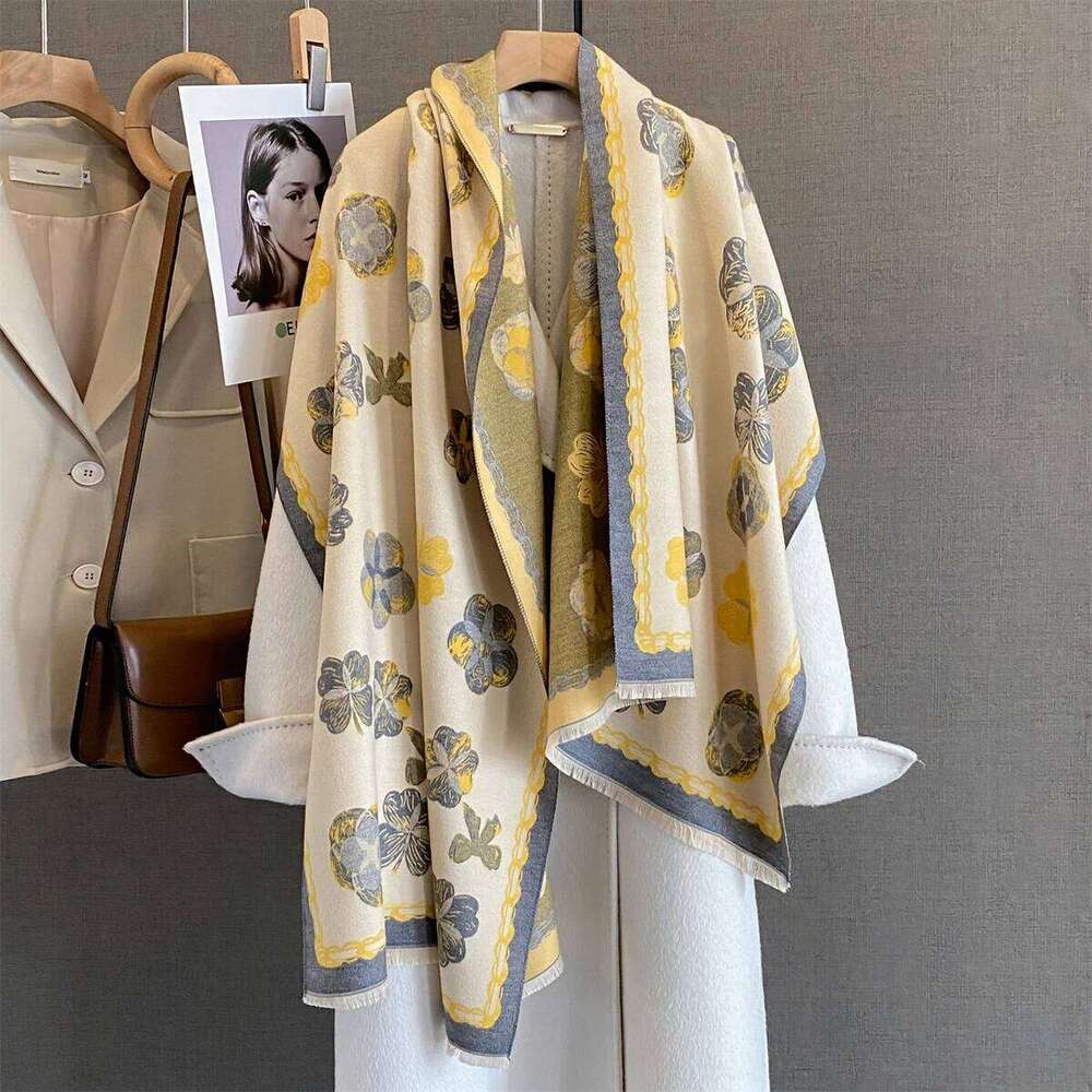 63*185cm Warm Scarf For Women Luxury Tassel Shawl Imitation Cashmere Pashmina Warps Autumn/Winter Coldproof Windproof Blanket XJ260304