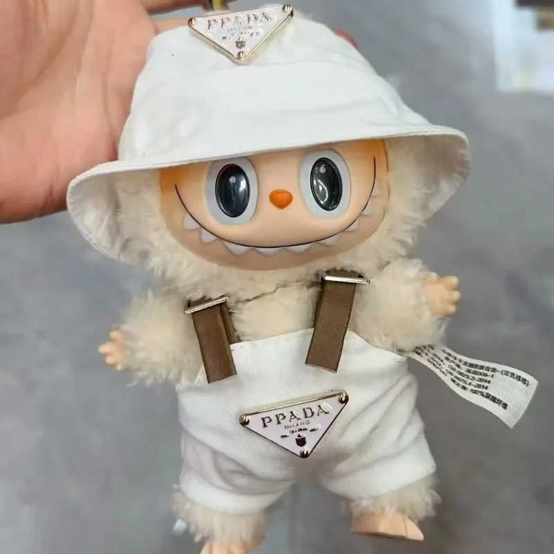 For Labubus Mini Doll Clothing Outfit Hat Clothes 15 17cm Doll Strap Pants Set Sitting Party Game Toys Clothing AccessoriesT260304