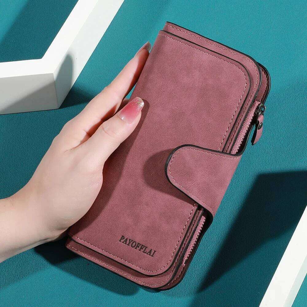 Ladies' long wallet mobile phone - large capacity three fold design, with multiple card slots and zippered coin pockets C260304