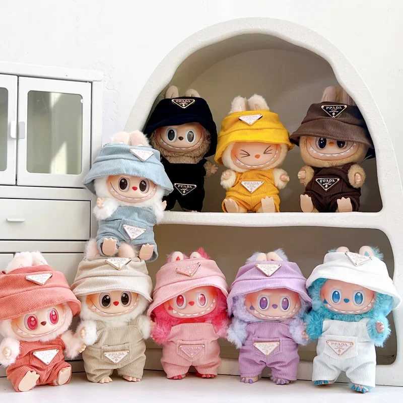 Labubu V1/V2/V3 17cm Doll Clothes - Corduroy Hat & Overalls Set, DIY Accessories, Xmas GiftT260304