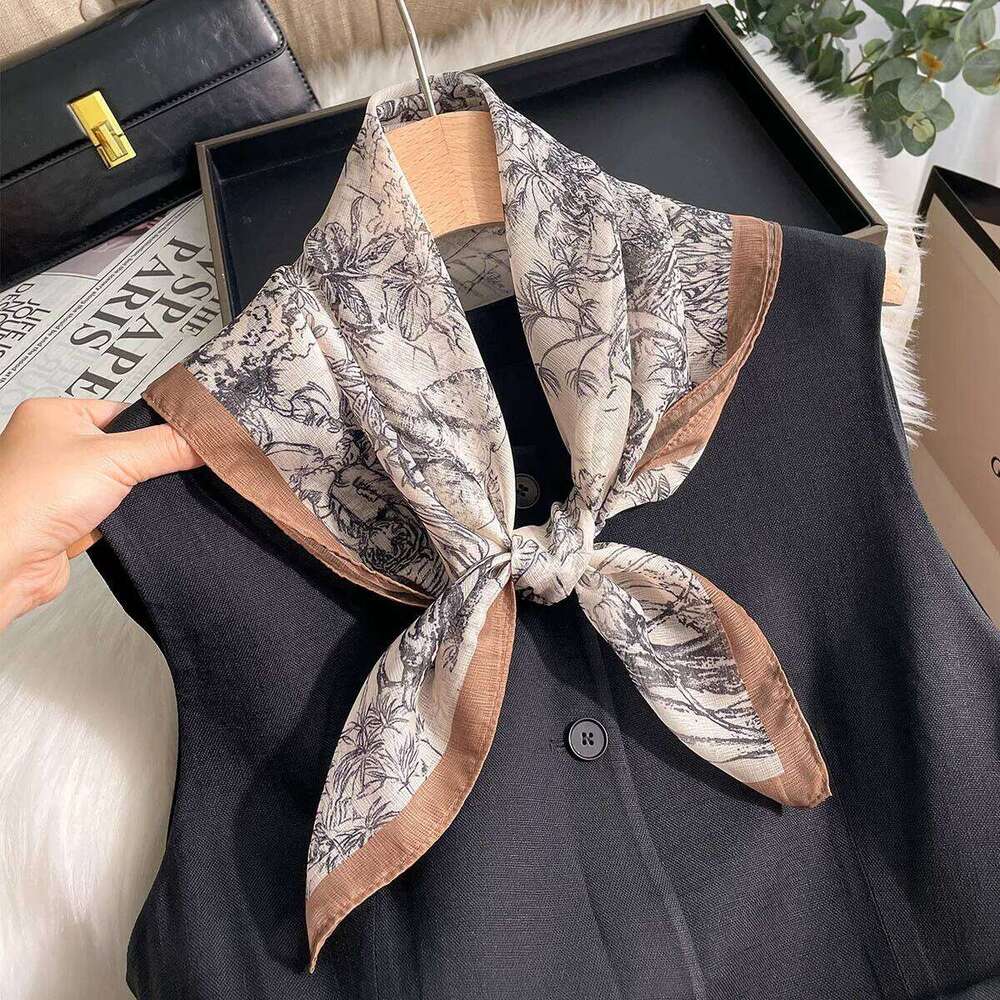 70cm Square Versatile Neck Scarf For Dress Up Your Look, Spring/Summer Women's Soft Stain Bandannas Hijab Neckerchief XJ260304