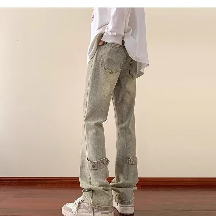 American Retro Jeans For Men Autumn Casual Designer Pants Pants Trendy Brand Men's American High Street Long Pants Versatile Straight-leg Pants
