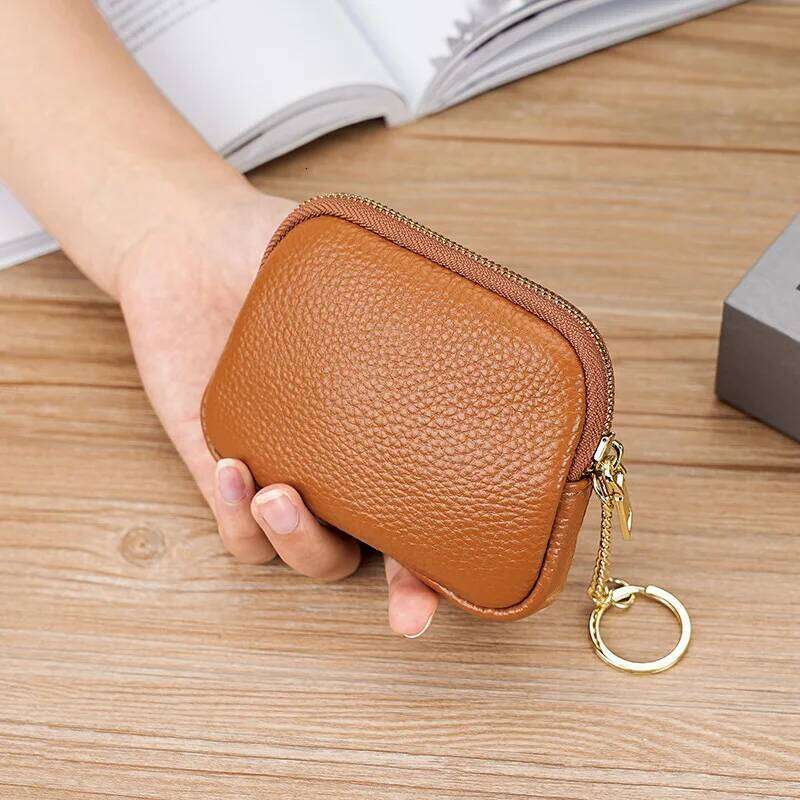 Multi - Color PU Leather Mini Zipper Coin Purse with Keychain Portable Small Wallet C260304