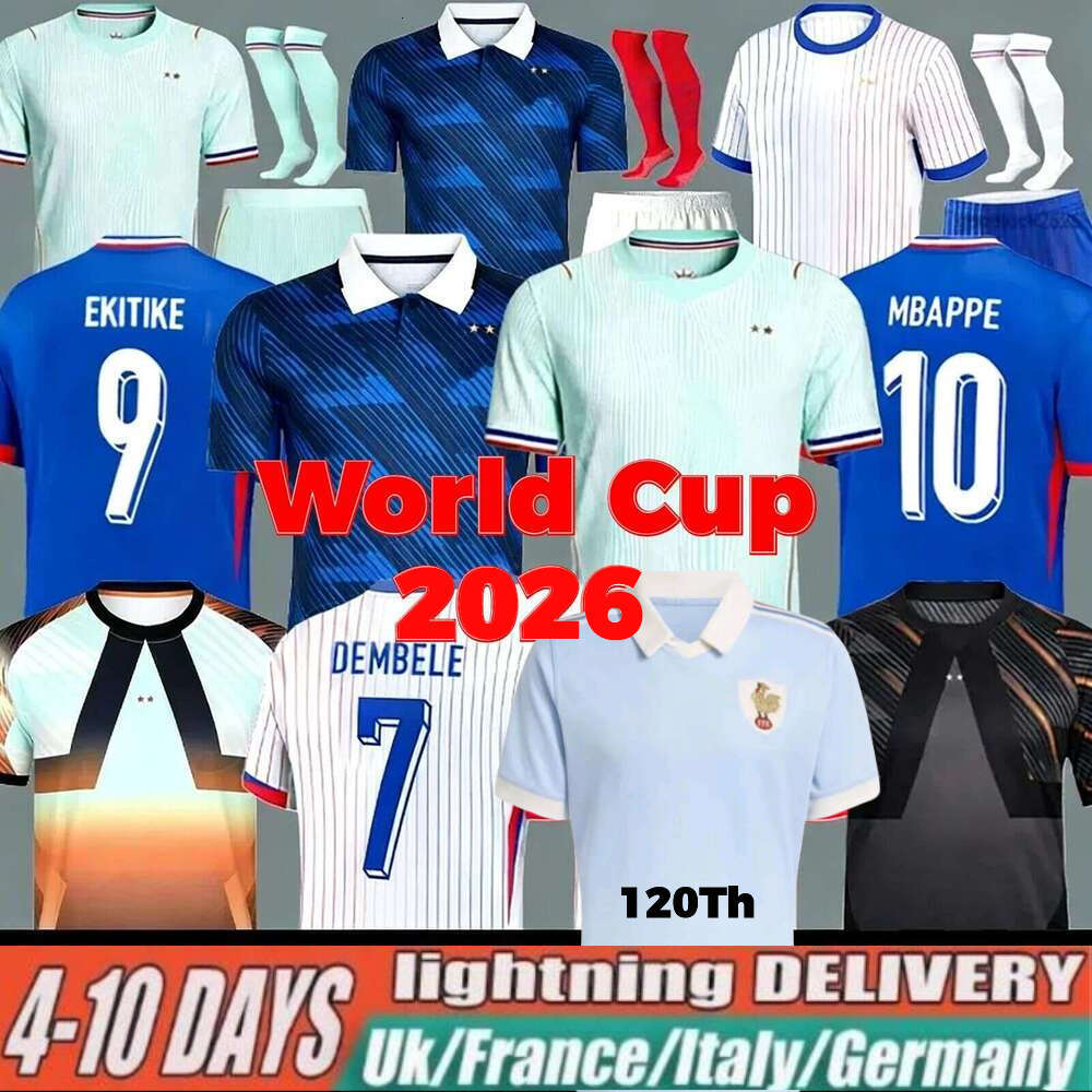 France Jersey 2026 World Cup French Soccer Jereys 120TH BENZEMA GIROUD GRIEZMANN SALIBA PAVARD KANTE POGBA THURAM 25 26 27 Maillot De Foot Equipe Football Shirt Kids