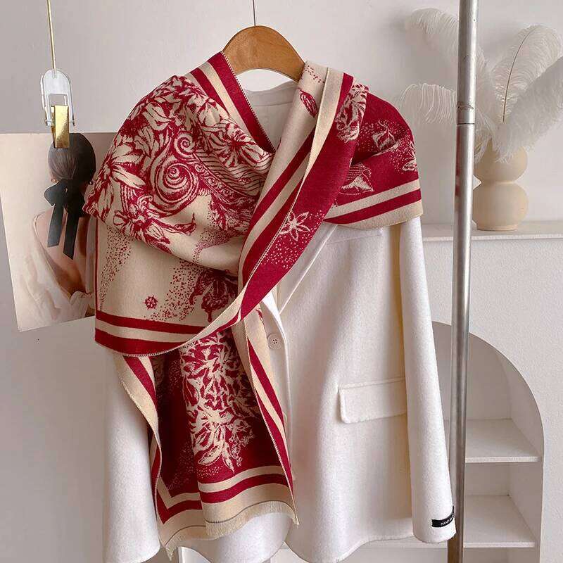 2024 Latest Design Winter Two-Sided Jacquard Cashmere Scarves High Quality Women Thicken Wrap Shawl Ladies Wool Pashmina Scarf XJ260304
