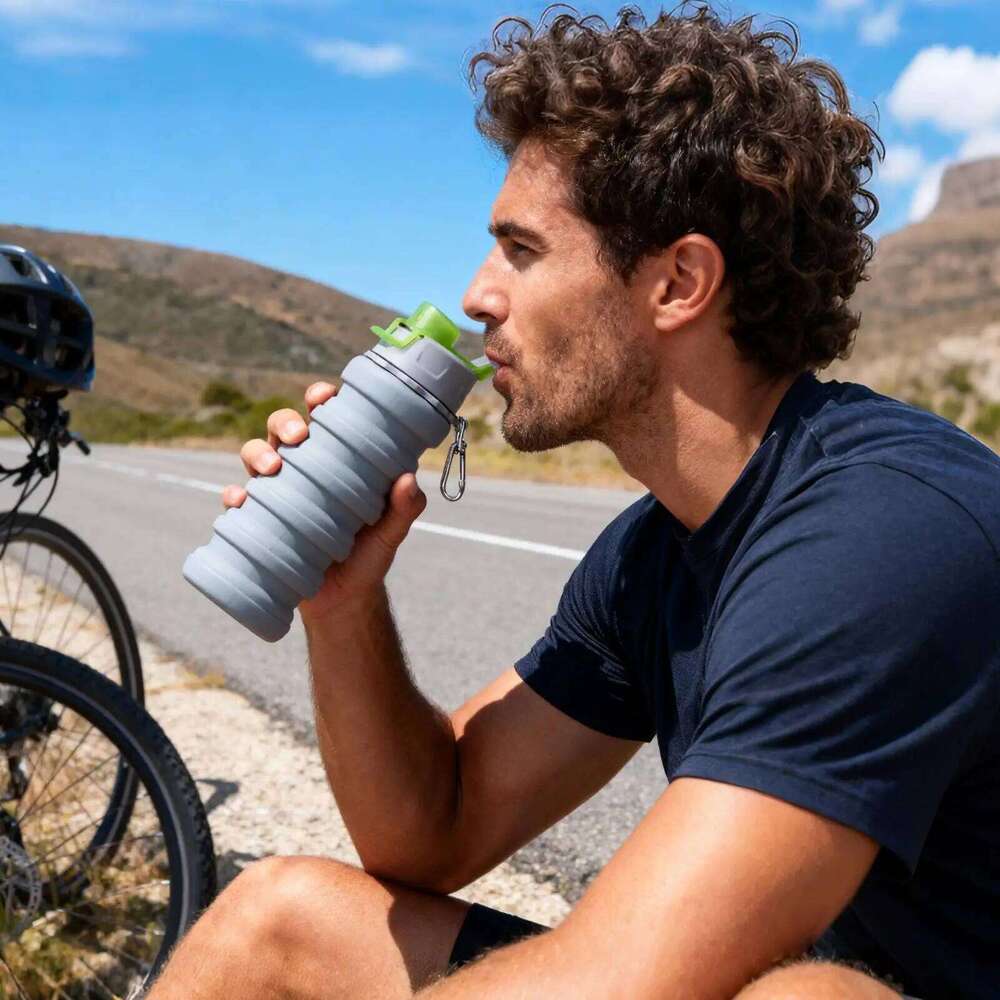 Foldable Coffee Cup silicone Folding Leak-Proof water bottle Silicone Cups with Lid for Beach Airplane Stadium Summer Yard S260303