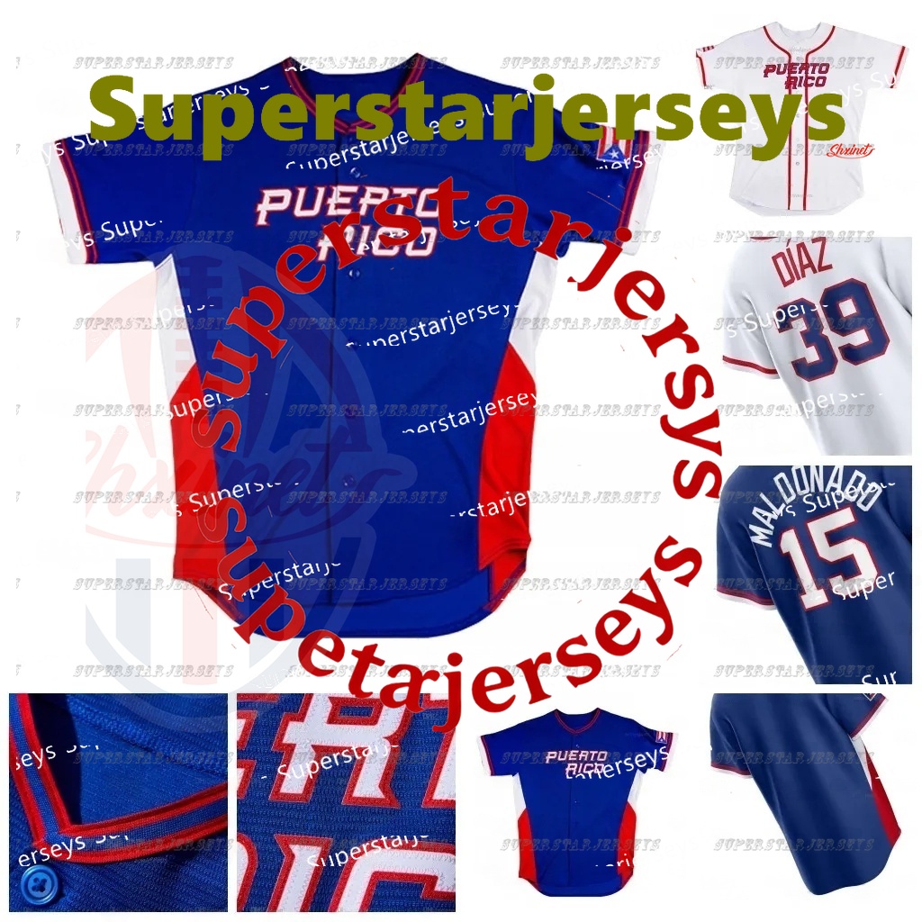 Custom Jersey Team Puerto Rico 2023 World Baseball Classic WBC Francisco Lindor Carlos Correa Javier Baez Edwin Diaz Marcus Stroman Enrique Hernandez Eddie