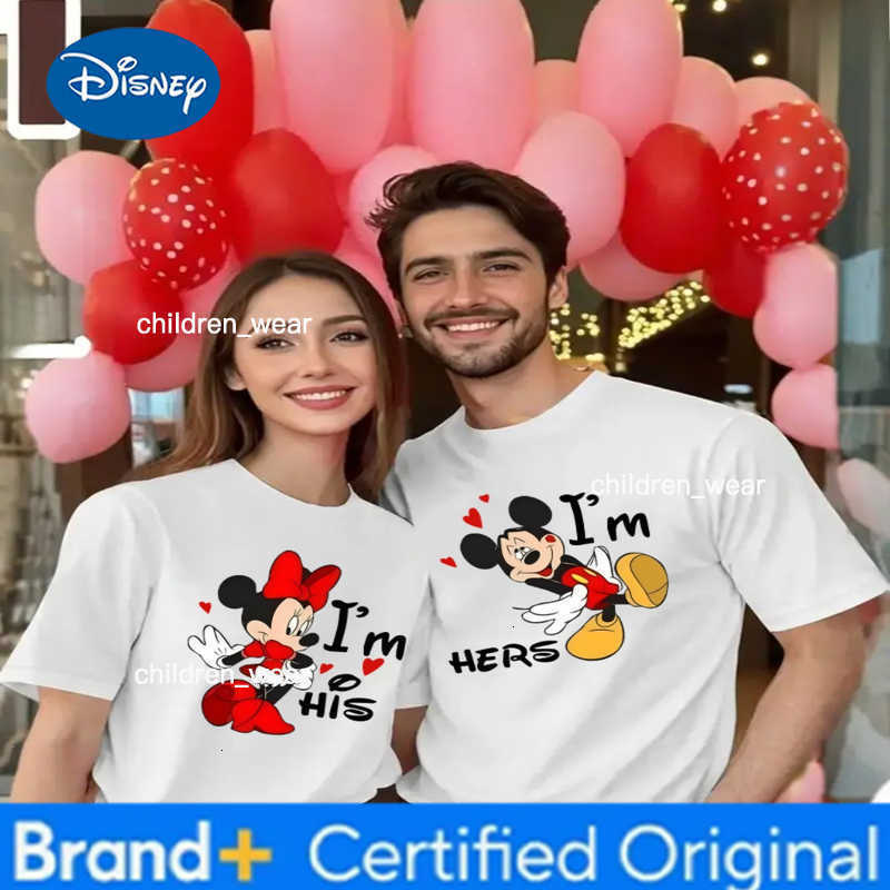Disney Im His/Im Hers Print Mickey Mouse Minnie Pattern Streetwear Short Sleeve Men Women Casual Classic Character Couple T-shirts H260304