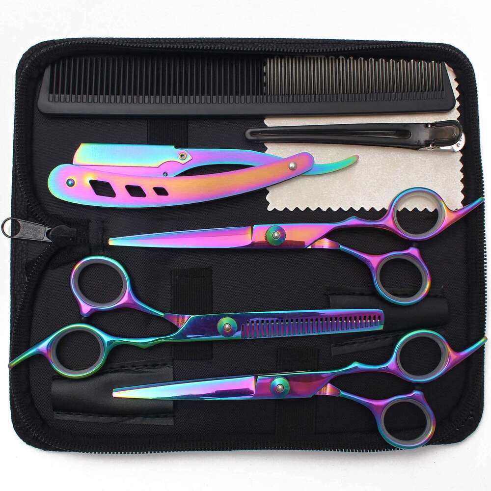 Hair JP Stainless Hairdressing Kit Barber Shop Sakon Thinning Scissors Set Comb Razor Haircut Shears C1001 H260303