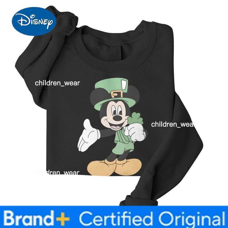 Disney 2026 St Patricks Day New Mickey Mouse Minnie Print Valentines Day Couple Sweatshirt For Women Men Long Sleeve Mickey Pullover H260304