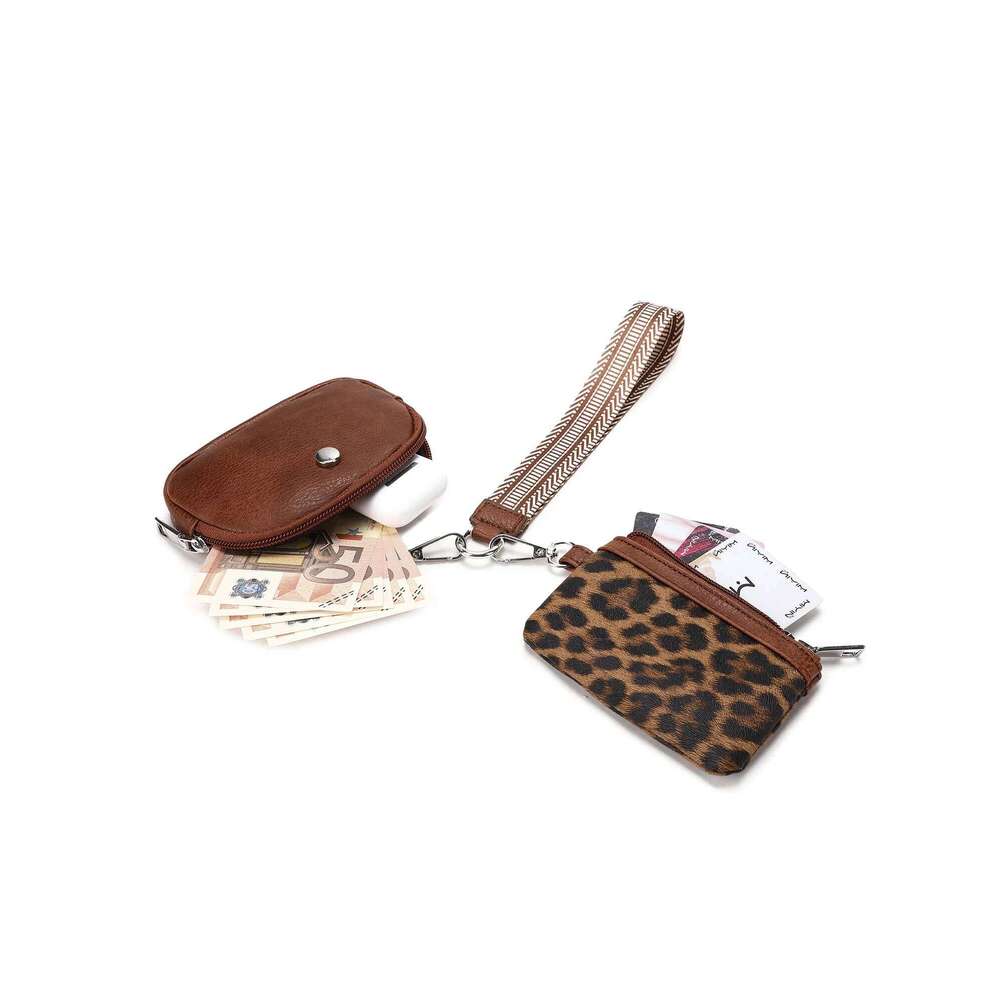 Mini Zipper Wristlet Wallet, Detachable Dual Pocket Purse, Portable Keychain Card Coin Pouch, Fashionable Women's Wallet C260304