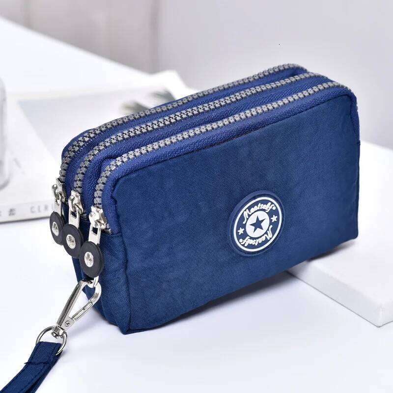 Thickened three-layer long zipper pocket purse Women's handbag Wrist mobile phone bag Cute washable cloth C260304