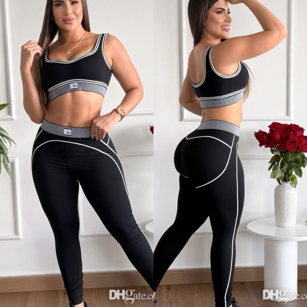 Fashion Designer Tracksuit 2 Two Piece Set Women Sports Yoga Suit Fitness Wear Sexy Sleeveless Vest Tank Top And High Waist Slim Fit Pants