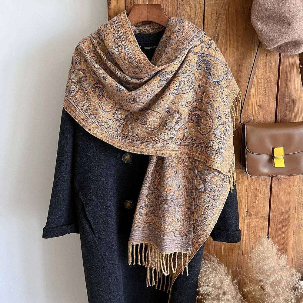 Winter New Brand National Style Paisley Design Thick Pashmina Shawl Long Tassel Print Scarf Women Keep Warm Poncho Stoles XJ260304