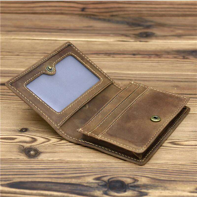 Vintage Crazy Horse Real Leather Credit Card Holder Wallet Mens Cowhide Slim ID VIP Photo Cards Bags Small Change Coins Pouches C260304