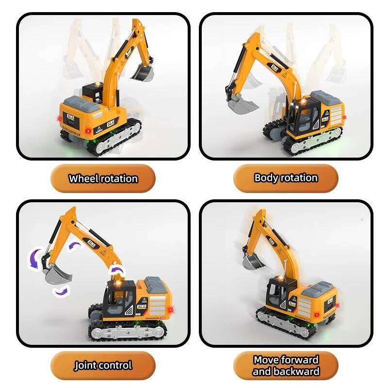 Mini 1:64 excavator, metal shell, lift, sound and light, adjustable construction vehicle model, desktop toy children's gifts Z260303