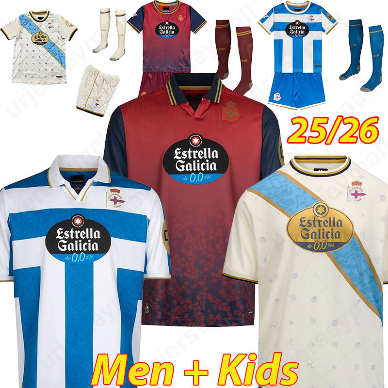 Deportivo La Coruna Soccer Jersey 2026 YEREMAY MELLA MULATTIERI EDDAHCHOURI Authentic kids Football Shirt 25 26 SORIANO FERNANDEZ camiseta de futbol Men kit