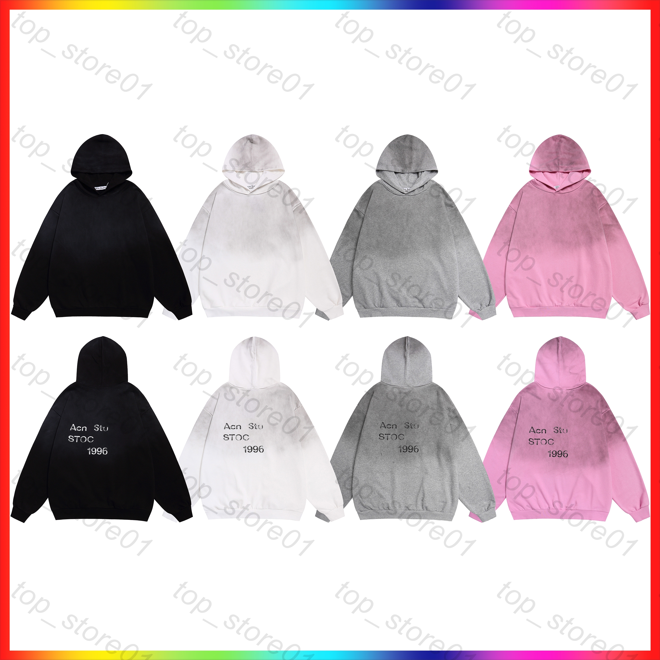 26SS Designer Clothes Europe Oversize Letter 1996 Print Washed Vintage Hoodie Designer studios sweatshirt Casual Fashion Skateboard Men Women Graphic T shirt