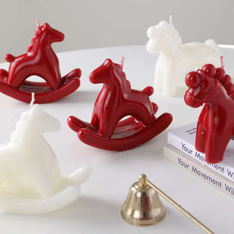 Cross-Border Rocking Horse Ornament Creative High-Value Desktop Decoration Red Horse-Shaped Aromatherapy Candle W260304