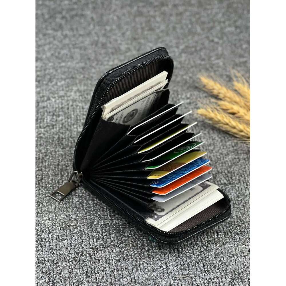 Men's Multi-Card Zipper Wallet Compact Holder with Multiple Slots for Cards and Cash - Stylish & Practical Card Case C260304