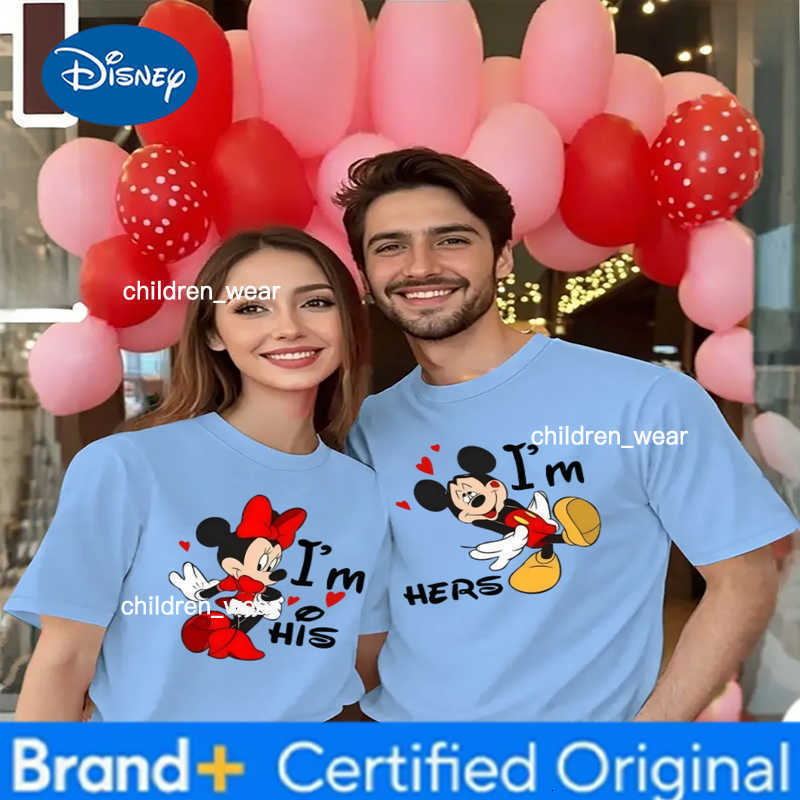 Disney Im His/Im Hers Print Mickey Mouse Minnie Pattern Streetwear Short Sleeve Men Women Casual Classic Character Couple T-shirts H260304