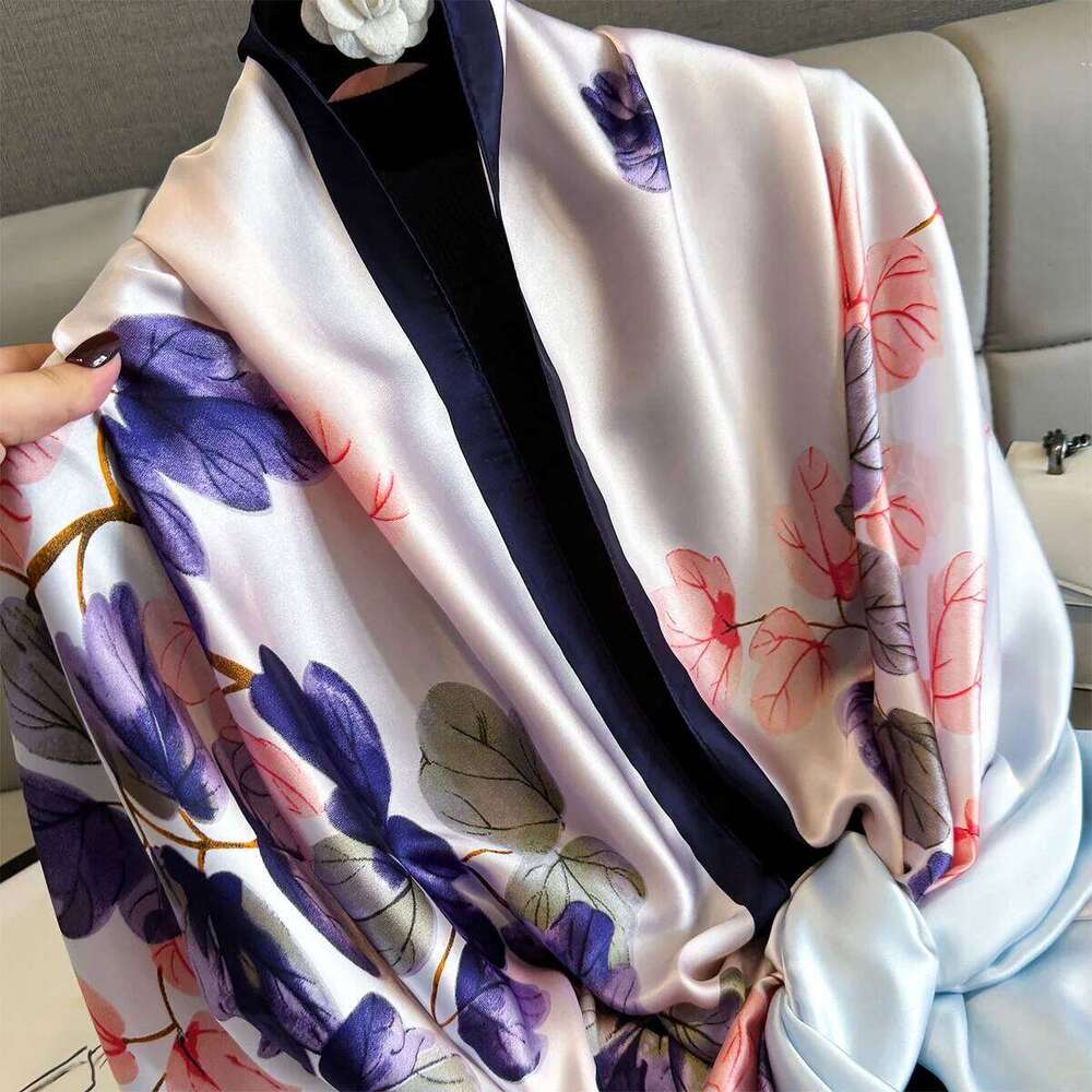 Luxury Long Scarf Women Fashion Shawl Warps For Travel Beach Ladies Hijab Elegant Neckerchief Soft Stain Faux Silk Scarves XJ260304