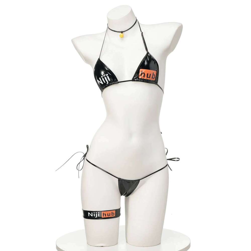 Funny patent leather Nijihub bandaged anime private home clothes girl animation bikini Y260303