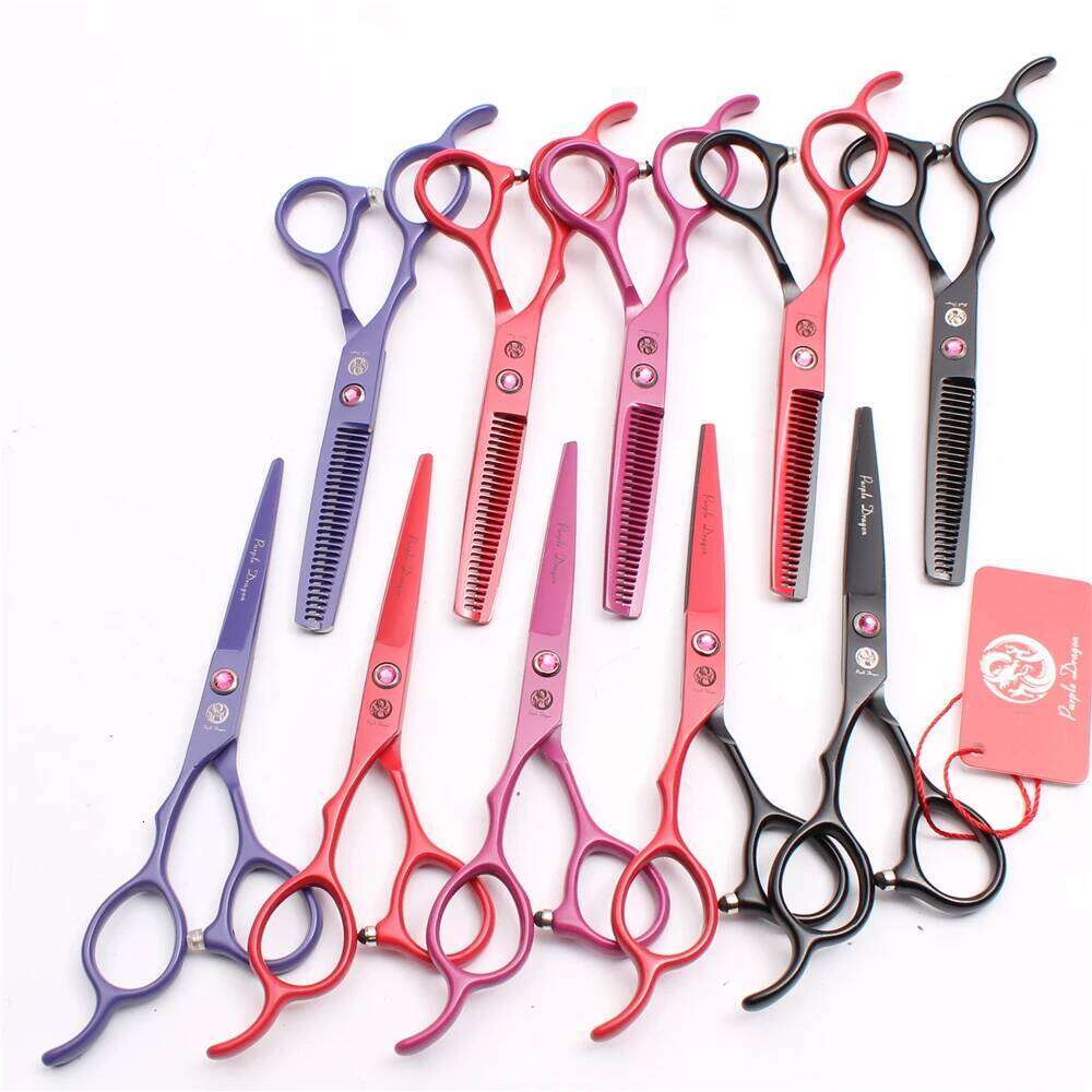 Left Hand 5.5" 16cm Purple Dragon Pink Cutting Thinning Shears Professional Hairdressing Hair Scissors Z8001 H260303