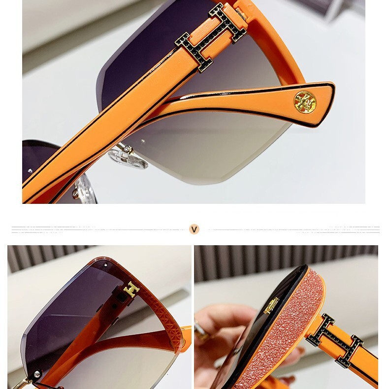 Fashionable Designer Sunglasses Large-frame Women's Sunglasses With Glitter And Starry Design High-end Unique Versatile Sun Protection Glasses Wh