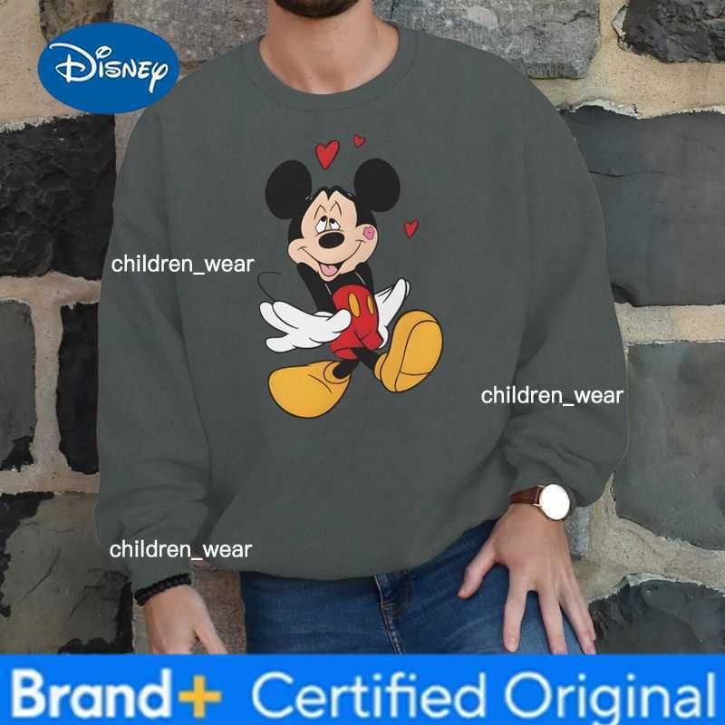 Disney Fun Mickey Mouse Minnie Kiss Crew Neck Sweatshirts for Women Men Couples Spring Autumn Versatile Clothes Fashion Mickey Pullover H260304