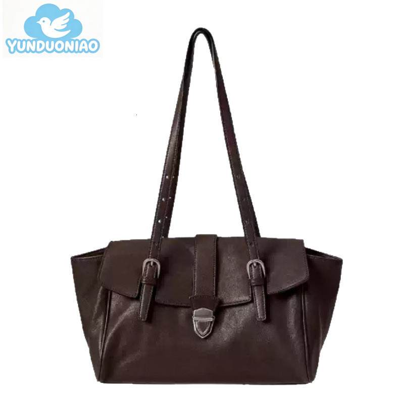 YUNDUONIAO new original rectangular briefcase niche new women's high-end leisure commuting handbag retro simple shoulder bag and armpit bag
