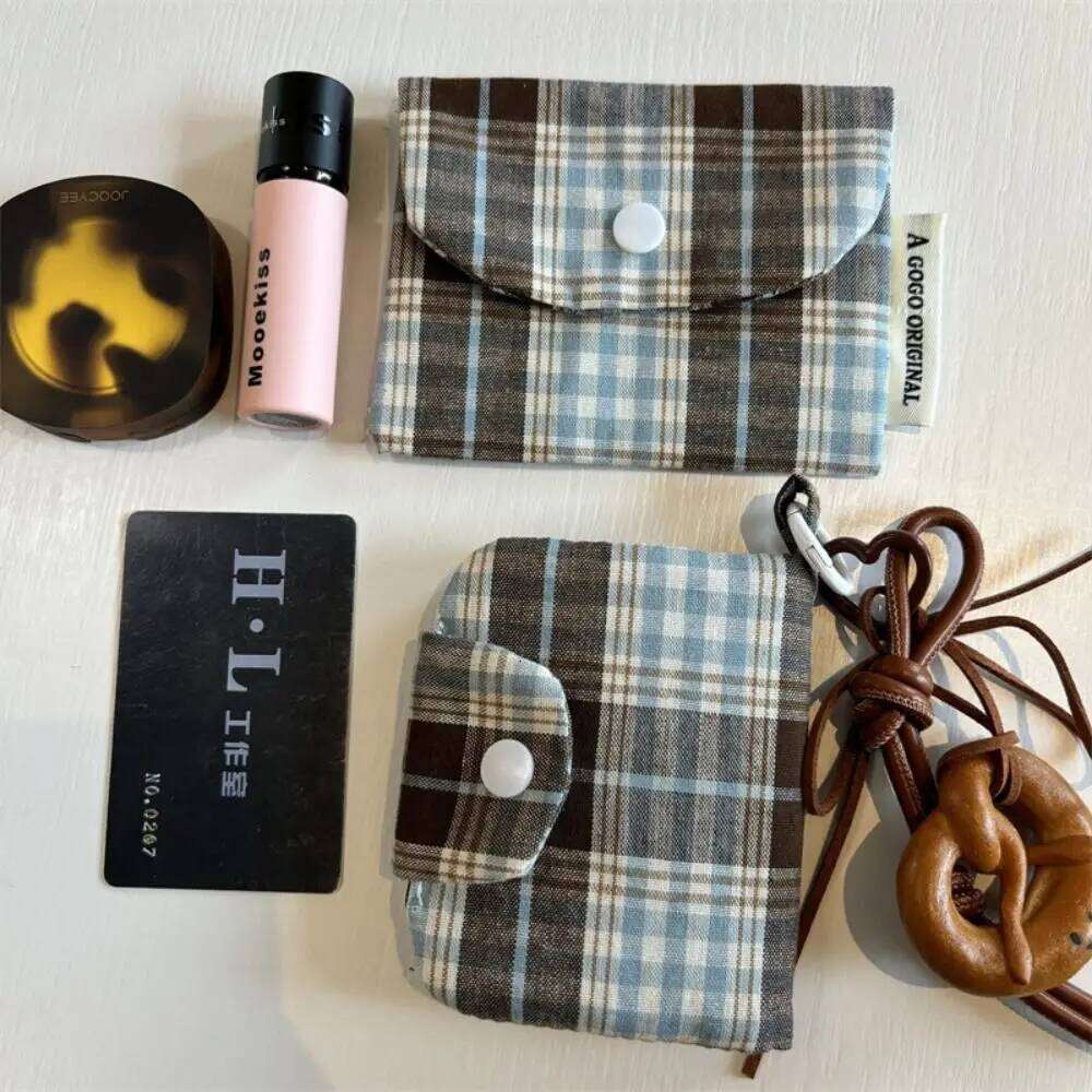 Canvas Retro Plaid Zipper Portable Mini Cash Wallet Coin Purse Multifunctional Cloth Envelope Wallets Women C260304