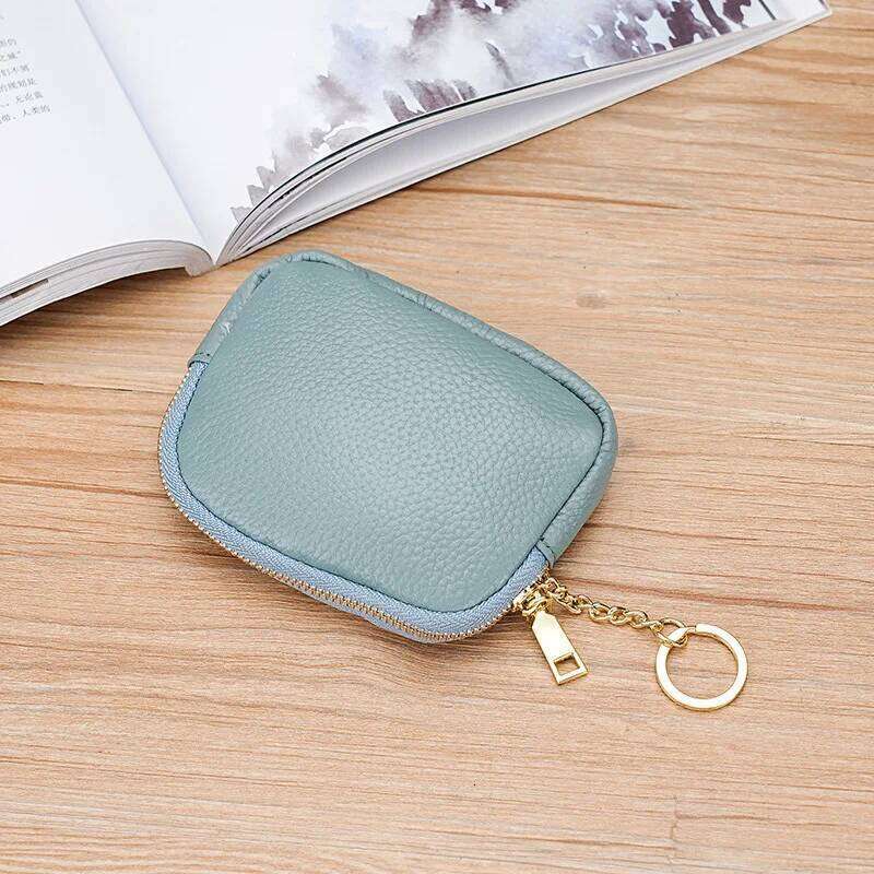 Multi - Color PU Leather Mini Zipper Coin Purse with Keychain Portable Small Wallet C260304