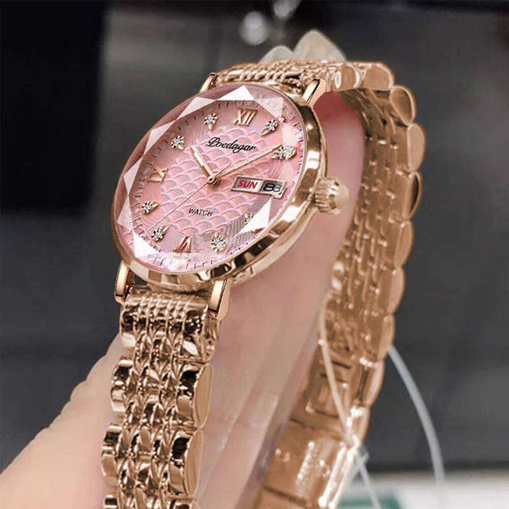 POEDAGAR Top Elegant Women's Watches Stainless Steel Date Week Woman Waterproof Luminous Fashion Ladies Watch Quartz Reloj XJ260303