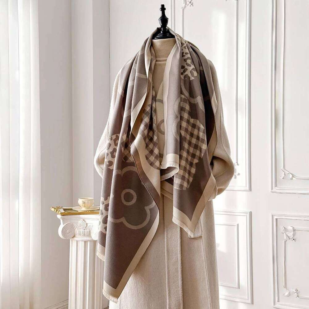 New Fashion Women's Scarves - Floral Leopard Plaid Print Tassels Shawl, Winter Warm Soft Wrap, Vintage Bandana Style Pashmina XJ260304