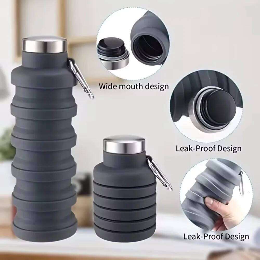 New Portable Silicone Water Retractable Folding Coffee Bottle Cups Outdoor Travel Tools Collapsible Sport Bottles S260303